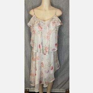 a.n.d eway Boho Asymmetrical Tiered Ruffle Floral Fairy Sundress Size L